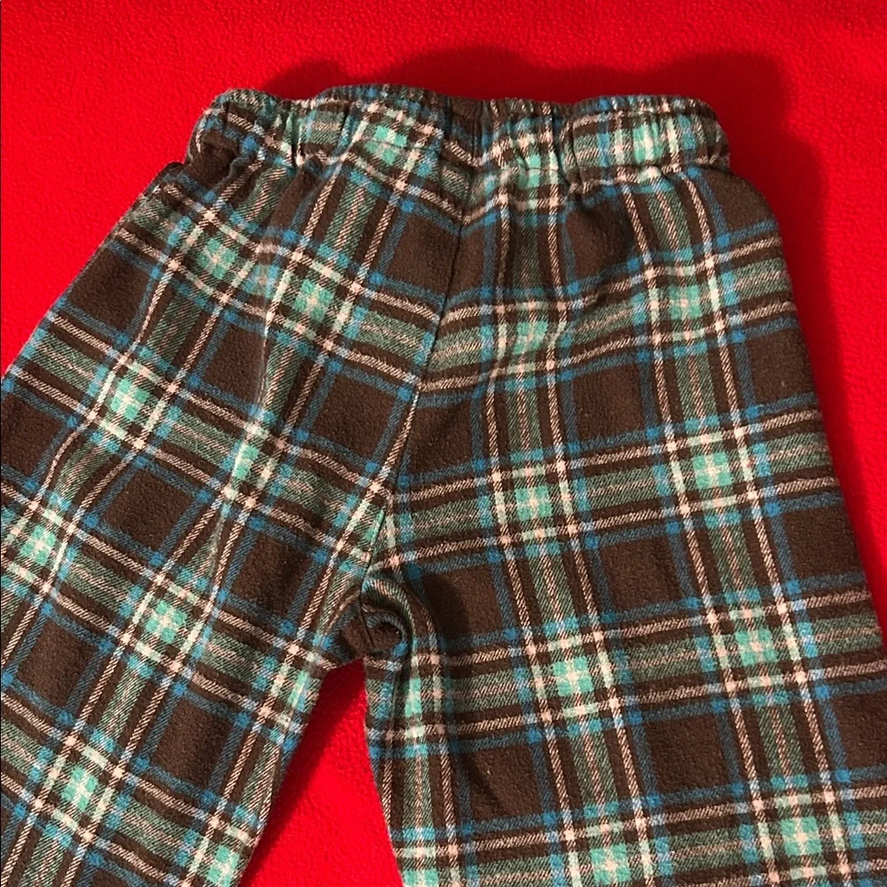 Cozy Kids' Plaid Pajama Bottoms - Brown and Blue. Little girl size large.